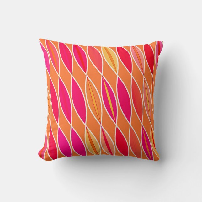 Moderne Blätter aus dem Mittelalter, Fuchsia Pink  Kissen (Vorderseite)
