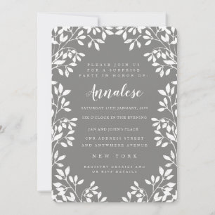 Moderne Blätter Border Überraschung Geburtstagspar Einladung