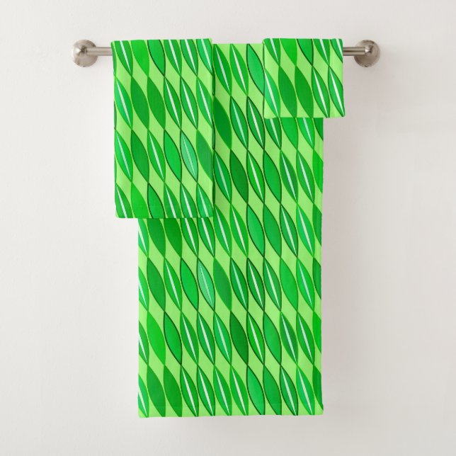 Moderne Blätter des Mittelalters, Limon und grün Badhandtuch Set (Insitu)