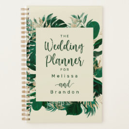 Moderne Blätter Grüne Tropische Hochzeit Planer