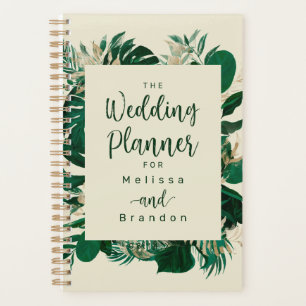 Moderne Blätter Grüne Tropische Hochzeit Planer