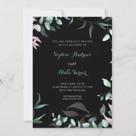 Moderne Blätter in Grün und Rosa Garten Hochzeiten Einladung