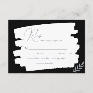 Moderne Blätter Minimalistisch Frame Black RSVP Ca Begleitkarte
