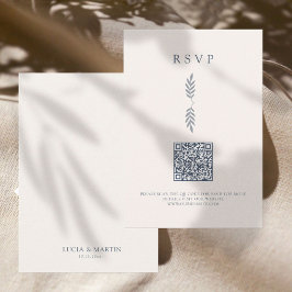 Moderne Blätter Minimalistischer QR Code RSVP Card Begleitkarte