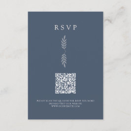 Moderne Blätter Minimalistischer QR Code RSVP Card Begleitkarte