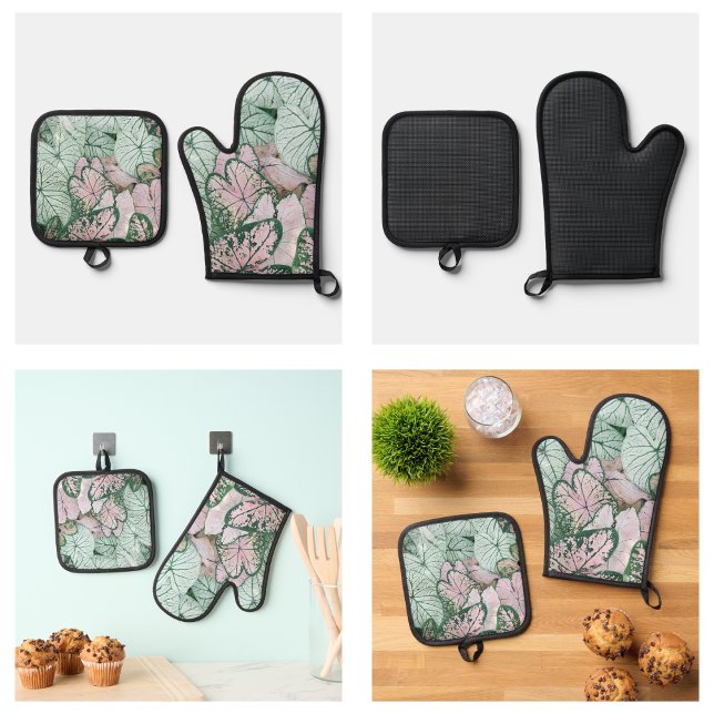Moderne Blätter Muster Ofenhandschuh & Topflappen-Set (Modern Leaves Pattern Oven Mitt & Pot Holder Set
)
