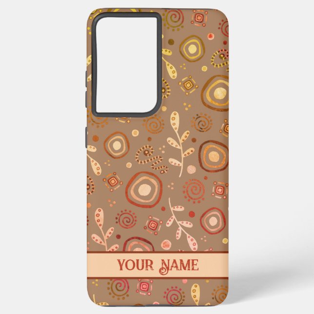 Moderne Blätter Muster Trendy Personalize Name Samsung Galaxy Hülle (Rückseite)