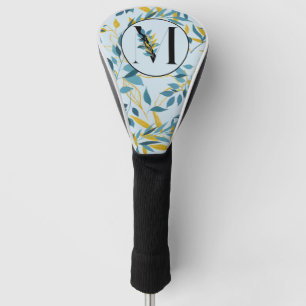 Moderne Blätter Navy Gold "Letter M" Golf Headcover