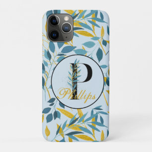Moderne Blätter Navy Gold Monogram "Letter P" Case-Mate iPhone Hülle