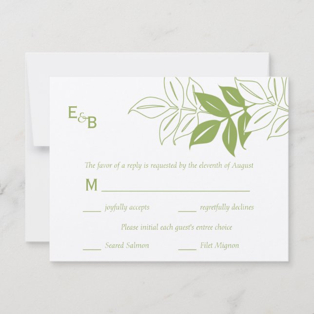 Moderne Blätter RSVP Card - Celery (Vorderseite)