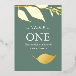 Moderne Blätter Tischnummer Foil Card