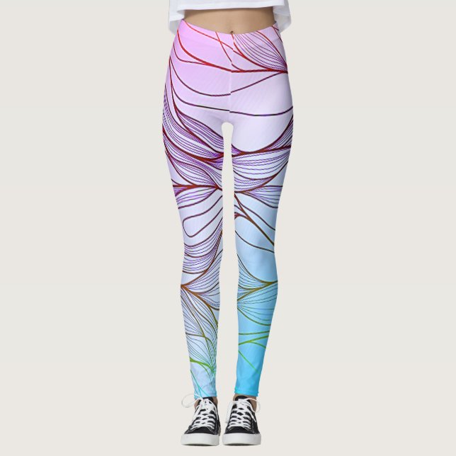 Moderne Blätter und Design der Blume Leggings (Vorderseite)
