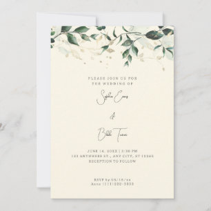 Moderne Blätter und Reben Hellgelbe Hochzeit Einladung