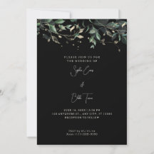 Moderne Blätter und Reben Schwarze Hochzeit