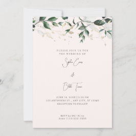 Moderne Blätter und Weine Cremefarbene Hochzeit Einladung