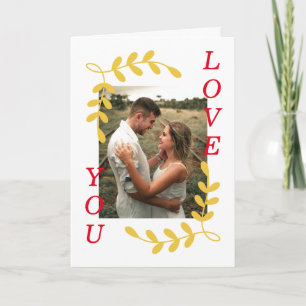 Moderne Blätterkranz Liebe dich Foto Weiß Valentin Karte