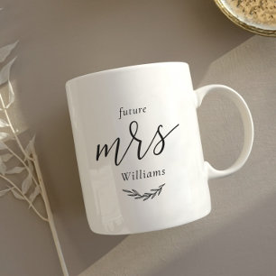 Moderne Blattzukunft Mrs. Verlobungsgeschenk Kaffeetasse