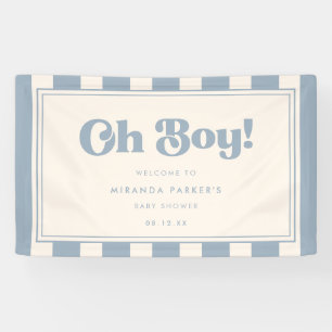 Moderne blau gestreifte "Oh Junge!" Babyparty Begr Banner