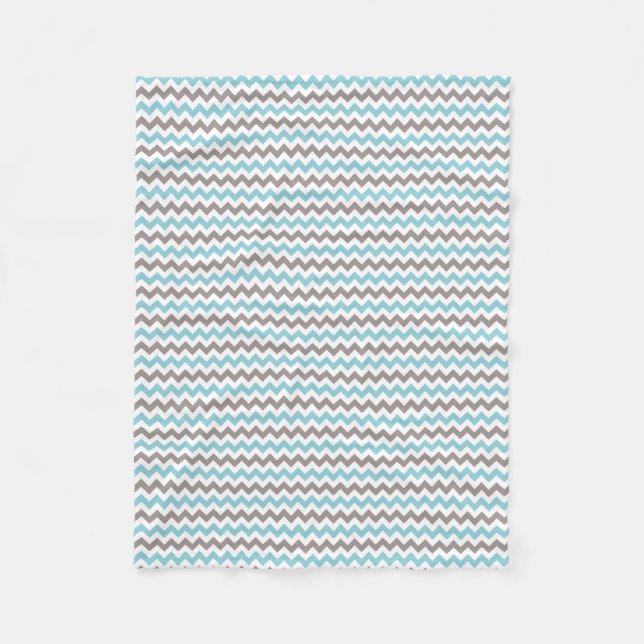 Moderne Blau-Graue Chevron-Fliesblanke Fleecedecke (Vorderseite)