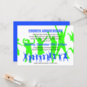 Moderne Blau Grüne KIRCHENJUBILÄUM Einladung