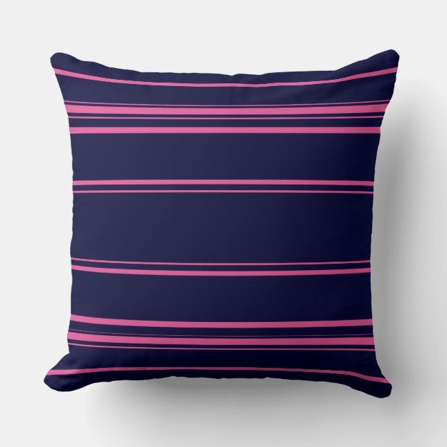 Moderne blau-rosa Streifen Kissen (Vorderseite)