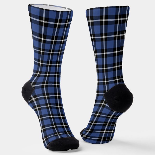 Moderne Blau-Schwarz-Karomuster Socken (Gewinkelt)