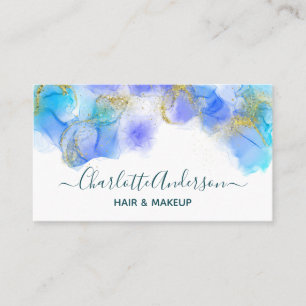 Moderne Blau- und Gold-Aquarellmalerei   Elegante  Visitenkarte