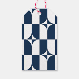 Moderne Blau-Weiß Mitte des Jahrhunderts Geschenkanhänger