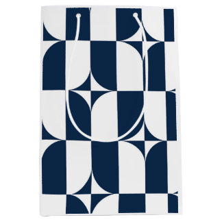 Moderne Blau-Weiß Mitte des Jahrhunderts Mittlere Geschenktüte