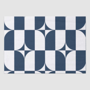 Moderne Blau-Weiß Mitte des Jahrhunderts Seidenpapier