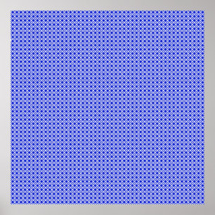 Moderne blau-weiße geometrische Diamantmuster Poster