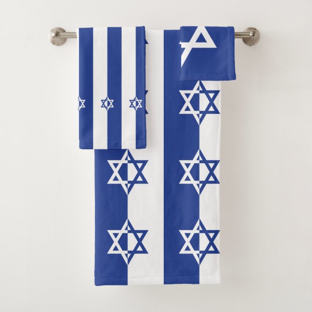 Moderne blau-weiße Sterne von David Jewish Badhandtuch Set (Insitu)
