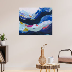 Moderne Blaue Abstract-Expressionismus-Malerei Poster
