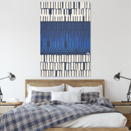 Moderne blaue abstrakte geometrische Wandkunst Leinwanddruck