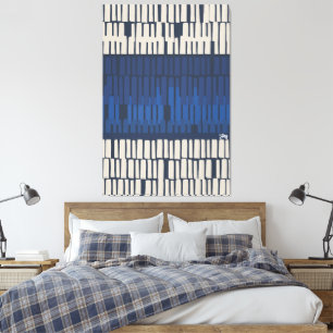 Moderne blaue abstrakte geometrische Wandkunst Leinwanddruck