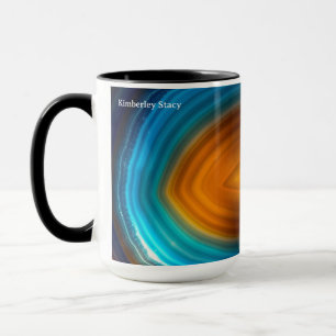Moderne Blaue Achat Scheibe Gold Tasse