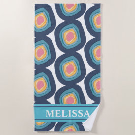 Moderne blaue Aqua-Rosa-Kreise Personalisiert Strandtuch