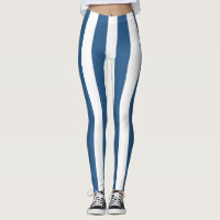 Moderne blaue aquamarin-weiße Streifen Leggings