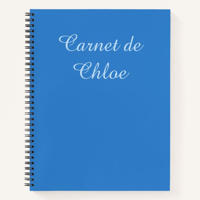 Moderne blaue auf eisblaue französische Carnet-Not Notizbuch (Vorderseite)
