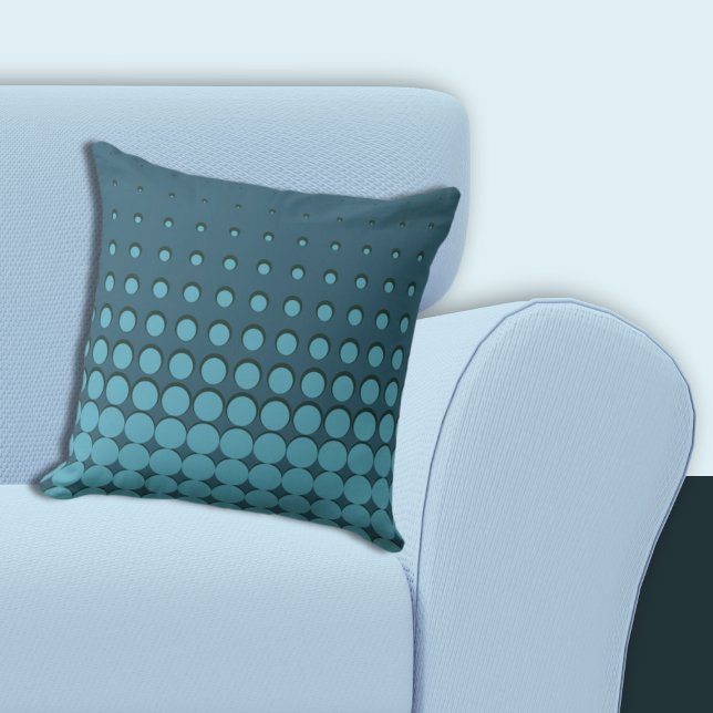 Moderne blaue Aufstiege Halftones Kissen (Modern Blue Ascending Halftones Throw Pillow)