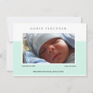Moderne Blaue Baby Boy Foto-Geburtsanzeige Ankündigung