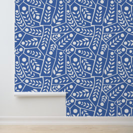 Moderne blaue Blätter und Formen Tapete