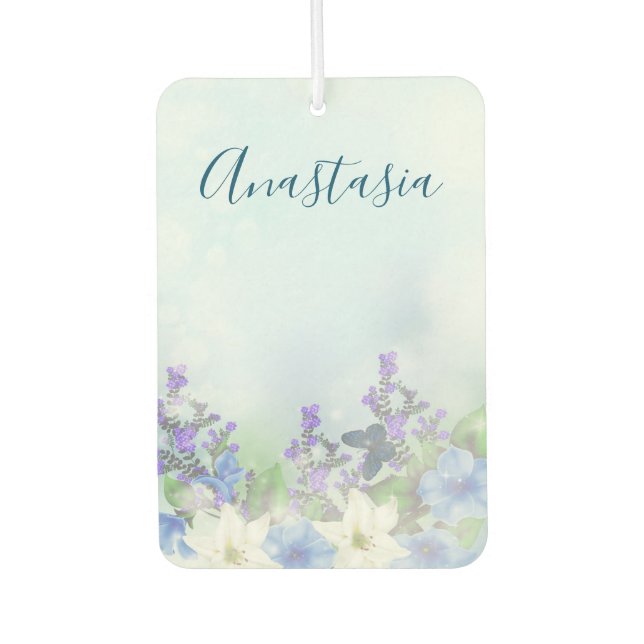 Moderne blaue Blumen Autolufterfrischer (Vorderseite)