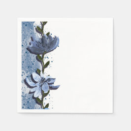 Moderne blaue Blumen Blumenwasser Hochzeit Serviette