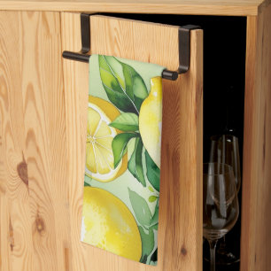 Moderne blaue Blumen-Hochzeitsdusche mit Zitronenm Geschirrtuch