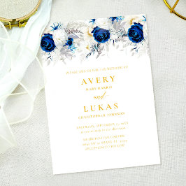 Moderne blaue Blütenblume und gelbe Hochzeit Einladung