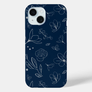 Moderne blaue Blütendarstellung der Marine Case-Mate iPhone Hülle