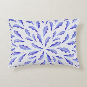 Moderne blaue botanische Blätter Kissen