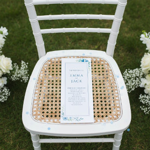 Moderne Blaue Botanische Hochzeit mit minimalem Bl Programm