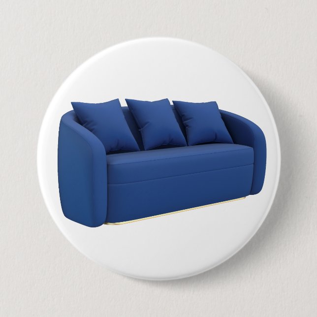 Moderne blaue Couch  Button (Vorderseite)